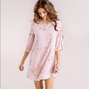 Morning Lavender Floral Pink Midi Dress